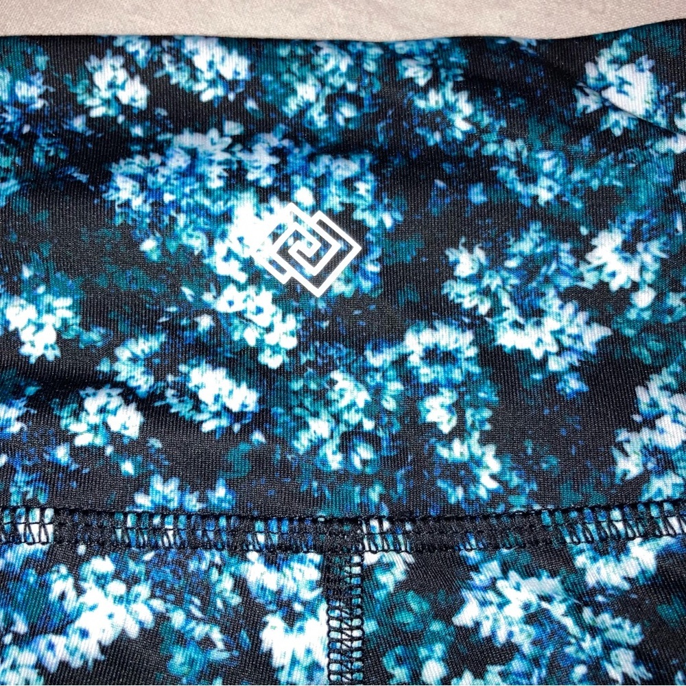 ZELOS Blue and Black Floral Leggings - Picture 11 of 14